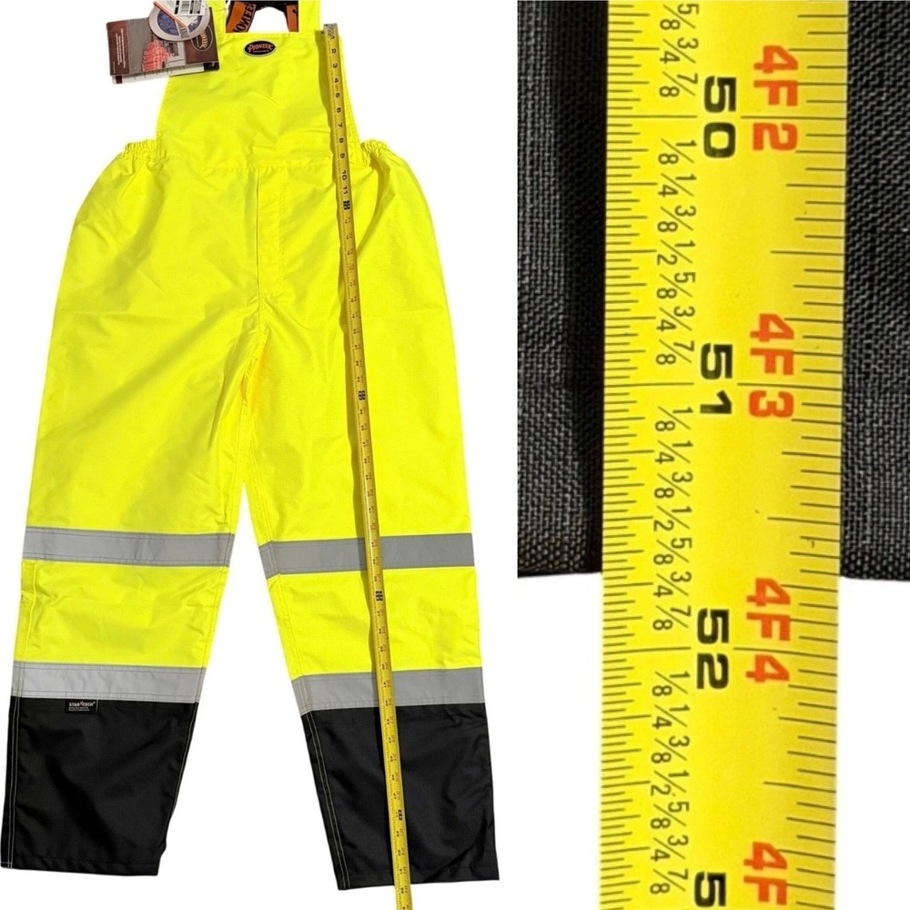 Pioneer Men's XL‎ Yellow Hi-Vis Safety Bib Pant 5405AU 300D Ripstop Waterproof - Picture 11 of 16